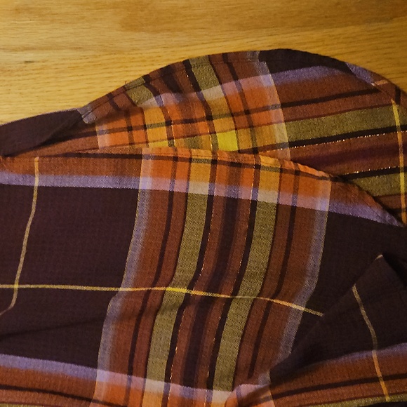 Cato Womens Plaid Tunic Shirt - Brown and Orange - Picture 3 of 3